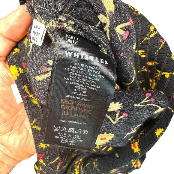 Whistles Aster Floral Textured Jumpsuit Black Yellow Print Size 0 - Picture 13 of 14